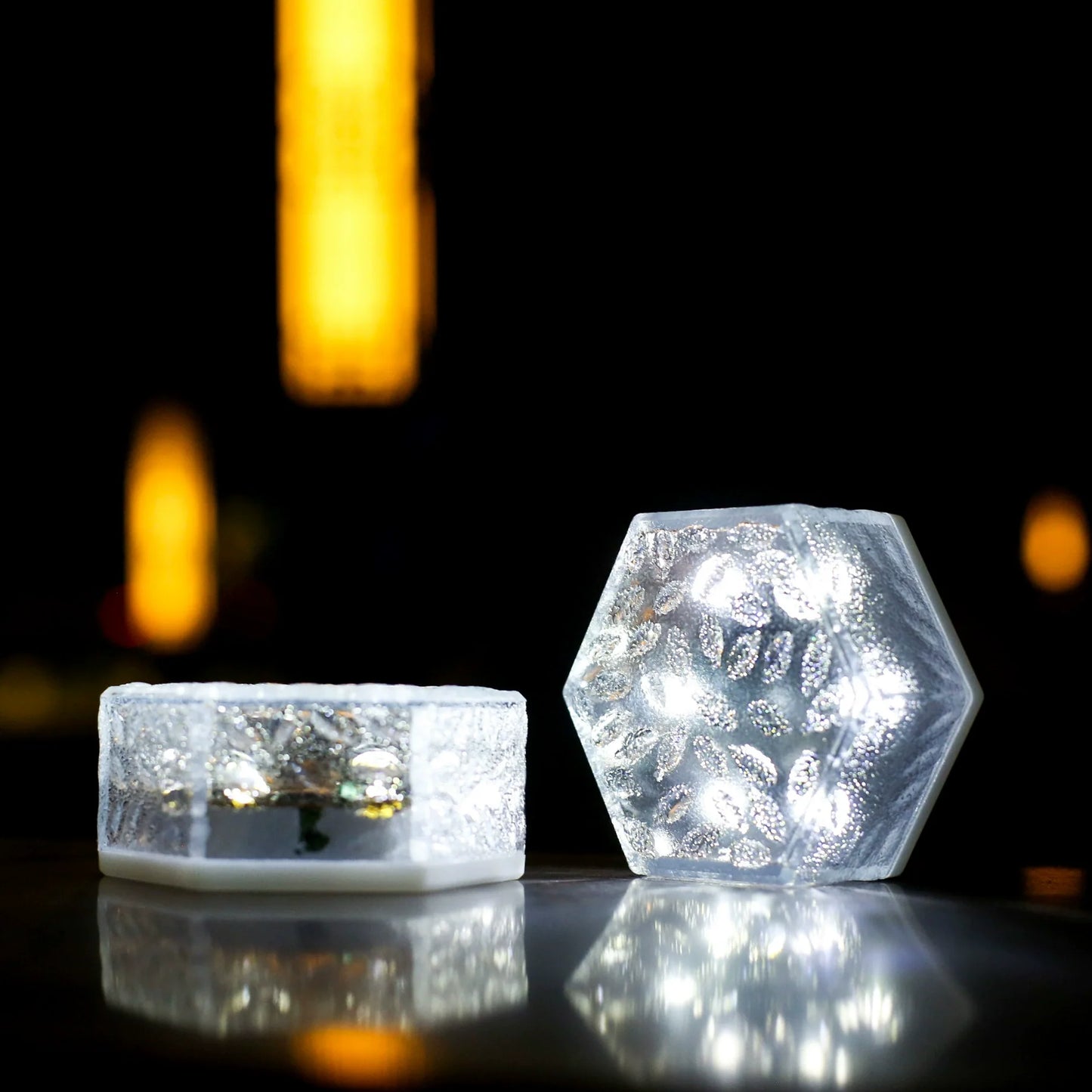 Solar Powered Yard Lamp, Waterproof Hexagon LED Ground Light, Frosty Glass Tile