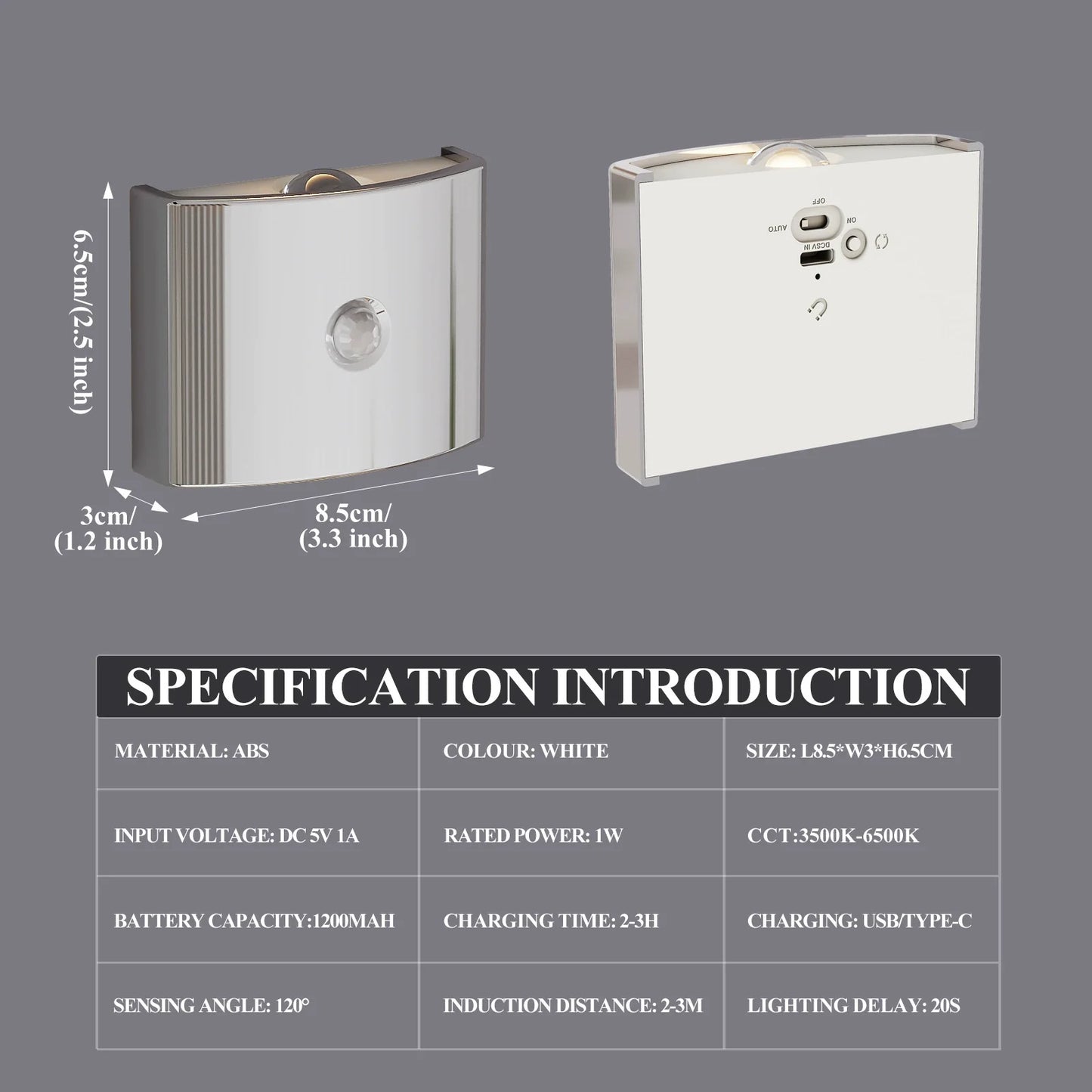 Electric Motion Sensor Wall Light Wireless Battery Powered