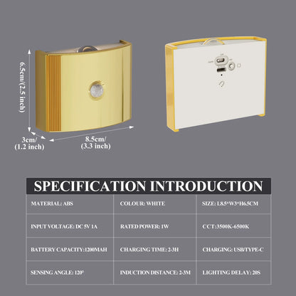 Electric Motion Sensor Wall Light Wireless Battery Powered