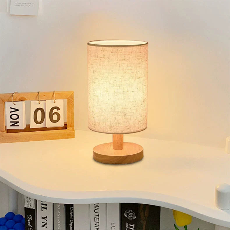 Rustic Wooden Cloth Desk Lamp - Halri