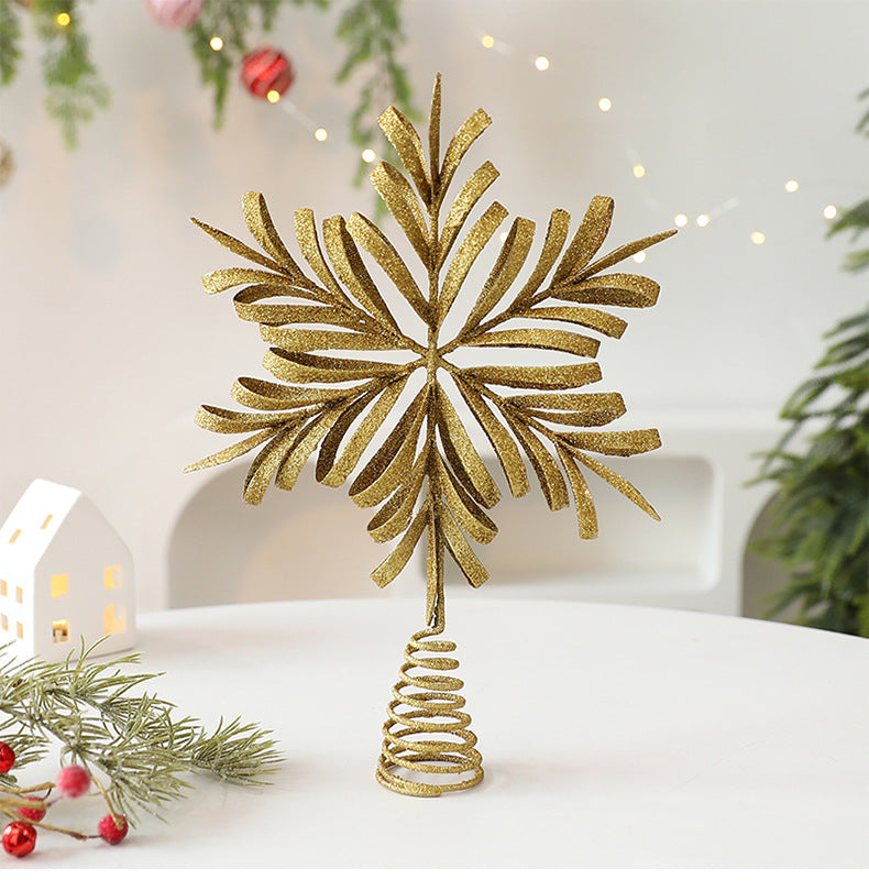 Metallic Snowflake Tree Topper Star Decoration - Halri