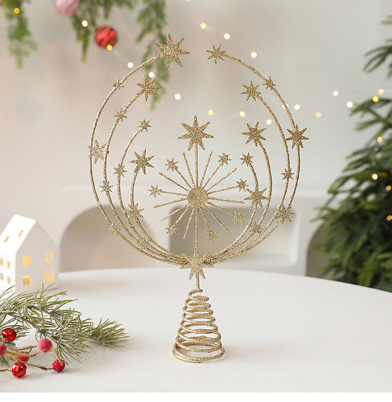 Metallic Snowflake Tree Topper Star Decoration