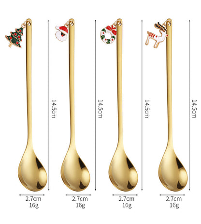 Silver Holiday Coffee Stirrer Spoon Set