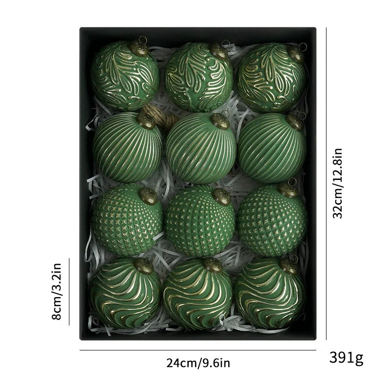 Vintage Holiday Glass Ball Ornaments Set