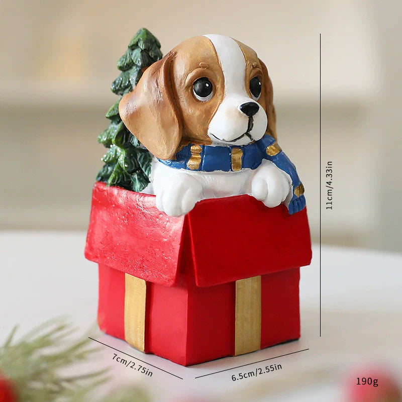 Handmade Resin Dog Holiday Window Decoration