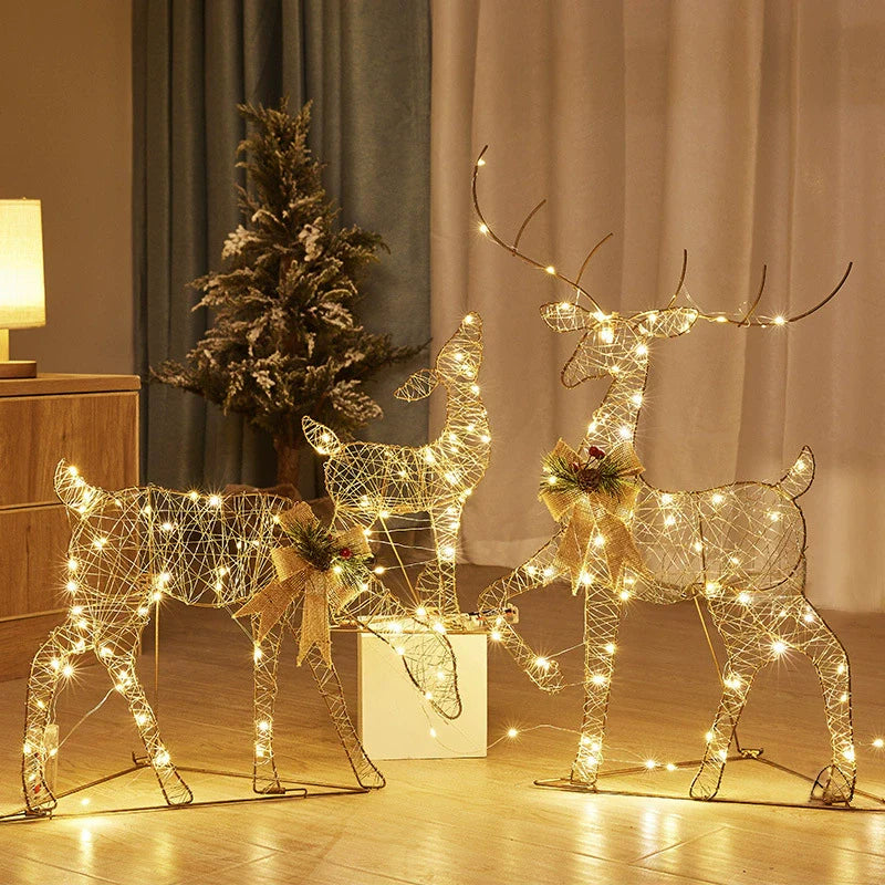 Festive LED Metal Reindeer Sleigh Decoration
