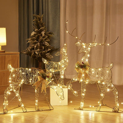 Festive LED Metal Reindeer Sleigh Decoration