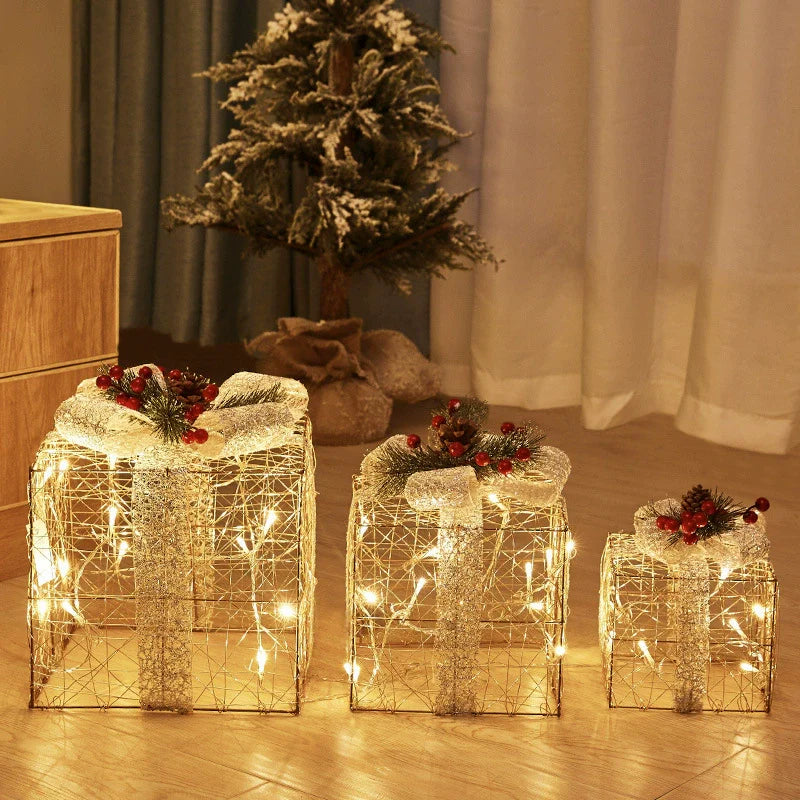 Festive LED Metal Reindeer Sleigh Decoration