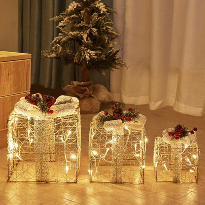 Festive LED Metal Reindeer Sleigh Decoration