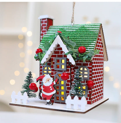 Small Wooden Holiday House Ornament - Halri