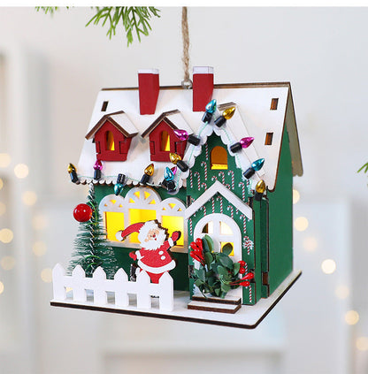 Small Wooden Holiday House Ornament