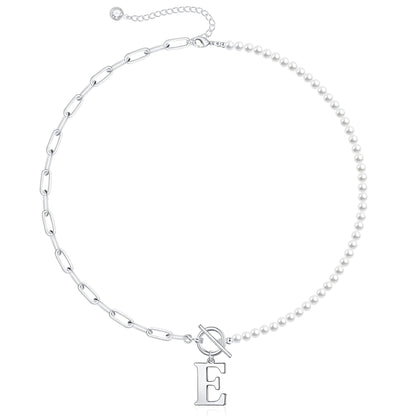 Personalized Pearl Initial Bar Necklace