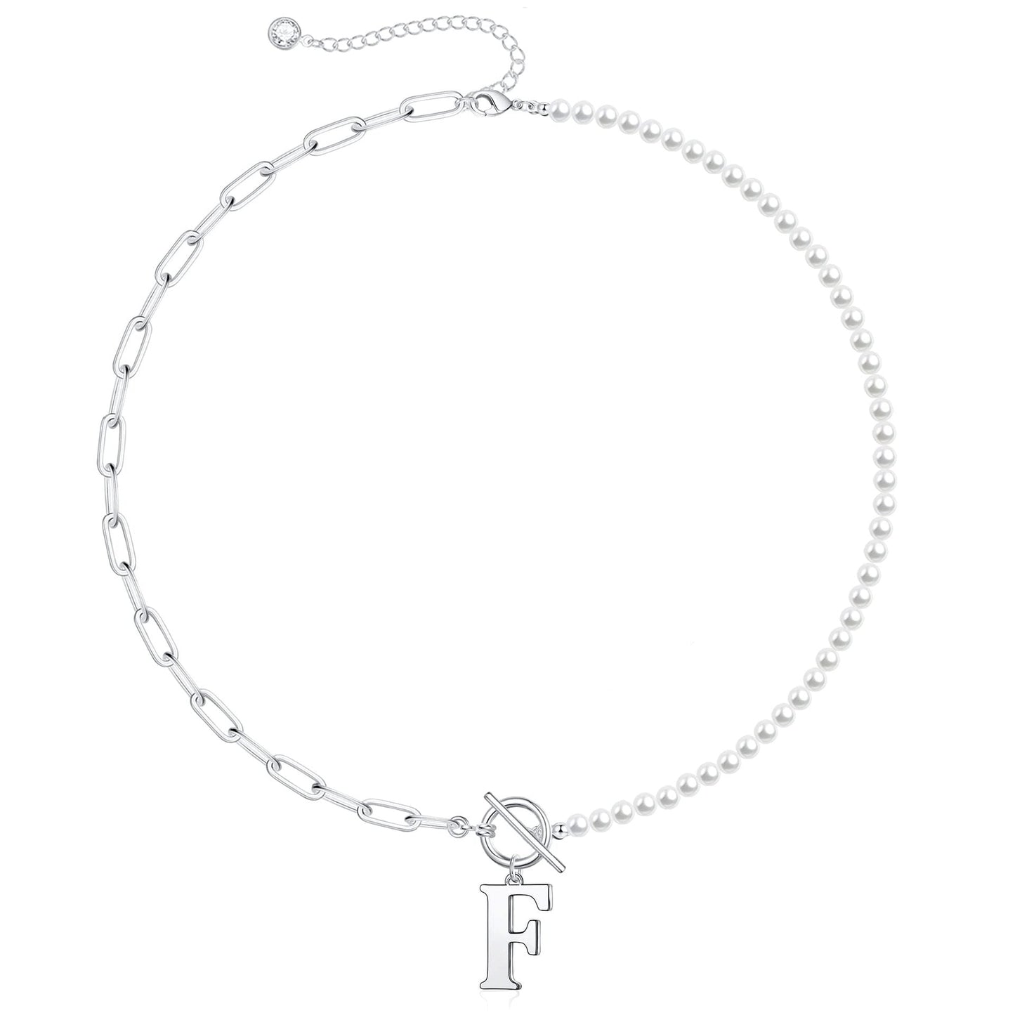 Personalized Pearl Initial Bar Necklace