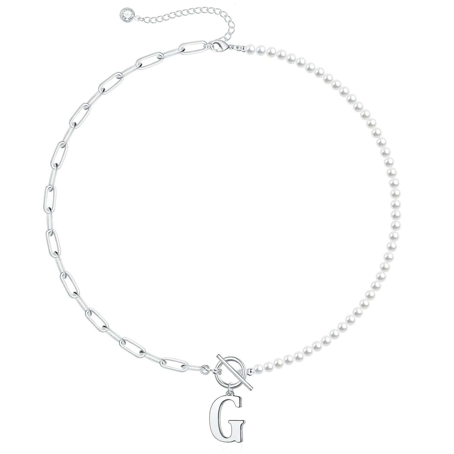 Personalized Pearl Initial Bar Necklace