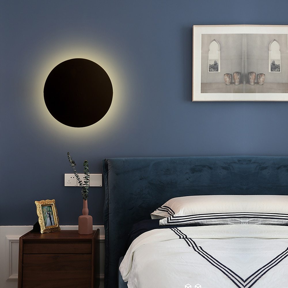 Simple Round LED Wall Lamp with Color Options