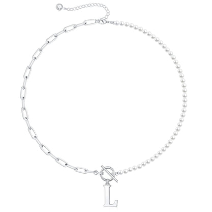 Personalized Pearl Initial Bar Necklace