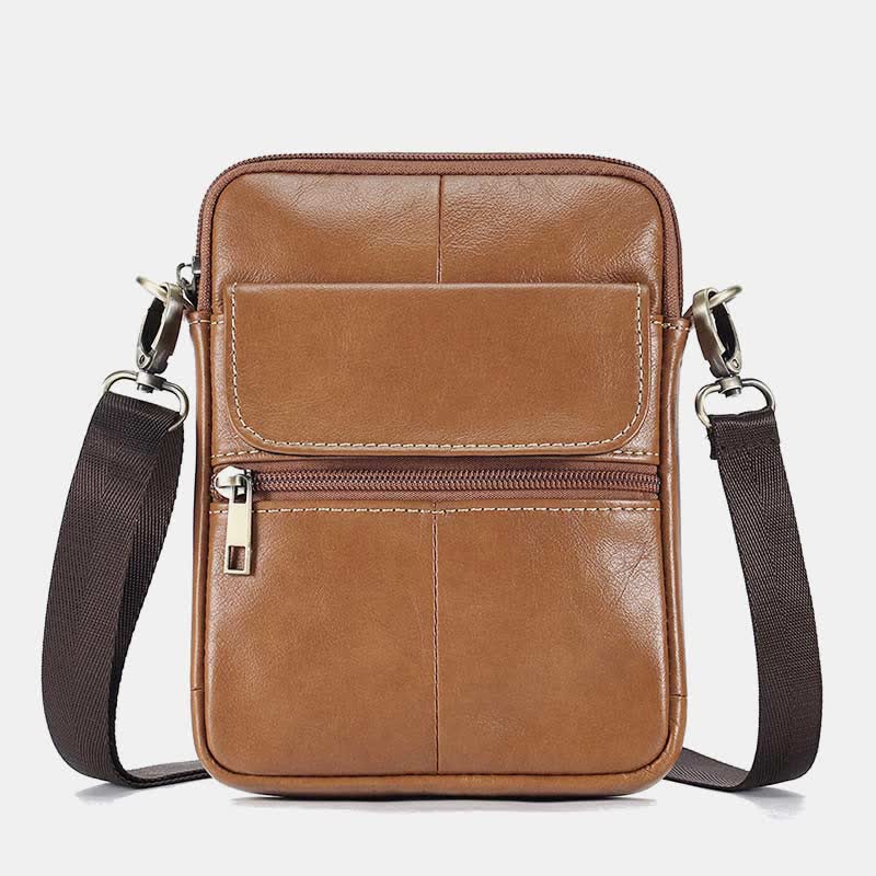 Men's Slim Leather Crossbody Bag with Adjustable Strap - Halri