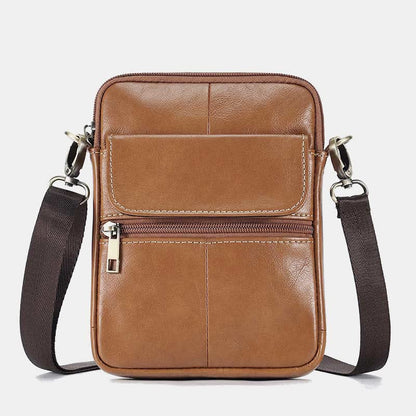 Men's Slim Leather Crossbody Bag with Adjustable Strap - Halri