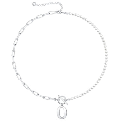 Personalized Pearl Initial Bar Necklace
