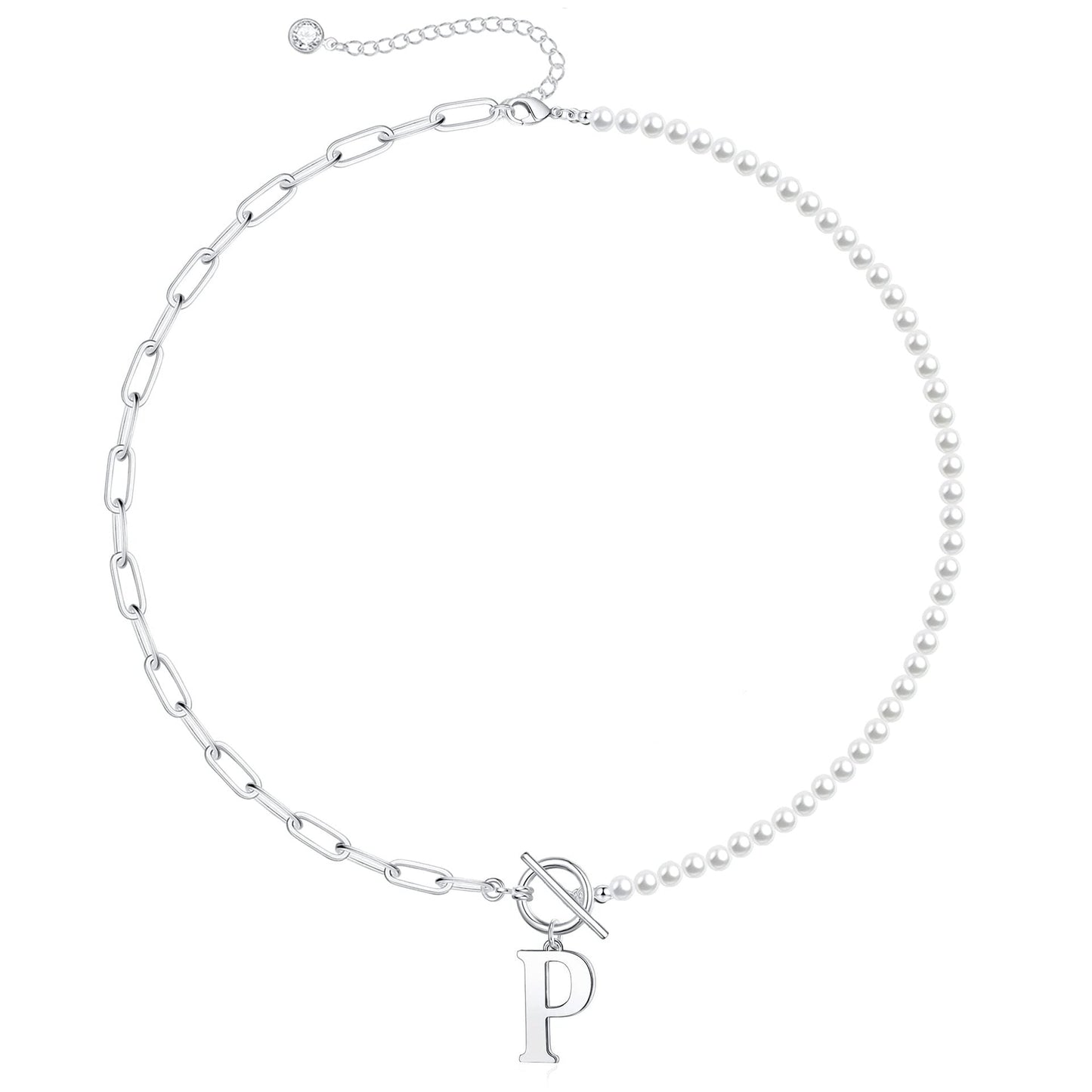 Personalized Pearl Initial Bar Necklace