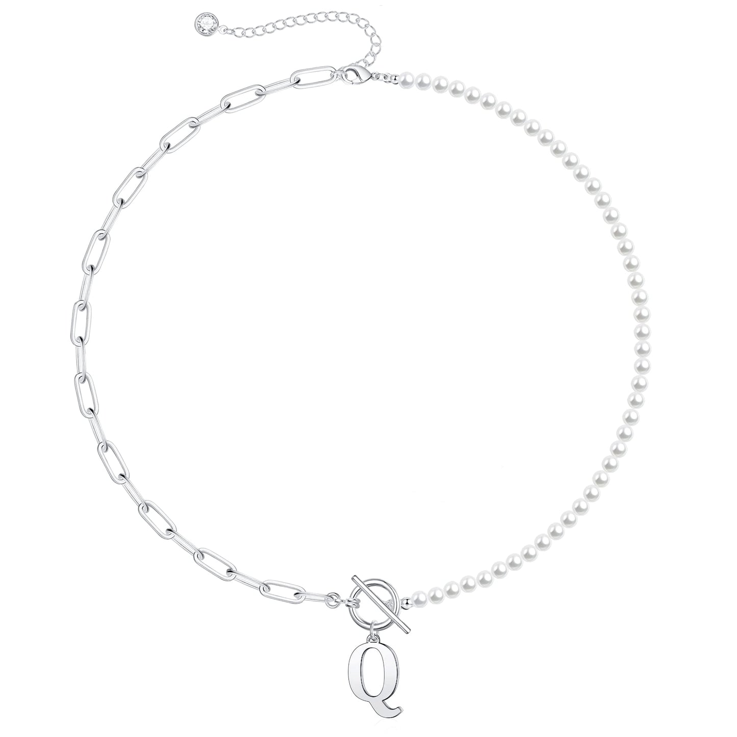 Personalized Pearl Initial Bar Necklace