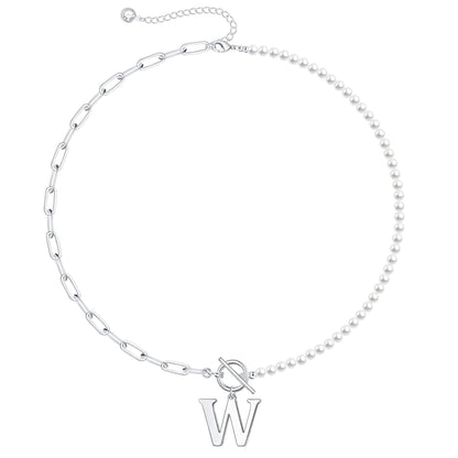 Personalized Pearl Initial Bar Necklace