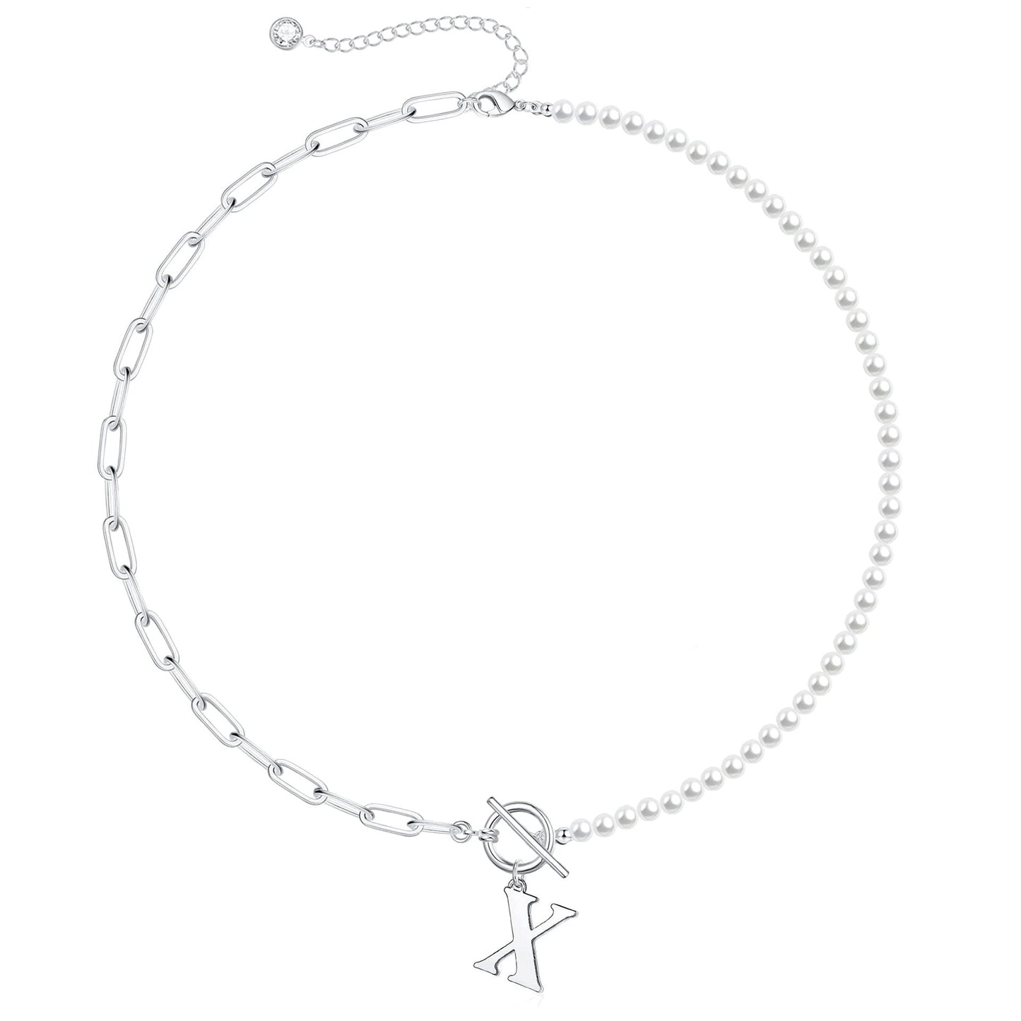 Personalized Pearl Initial Bar Necklace