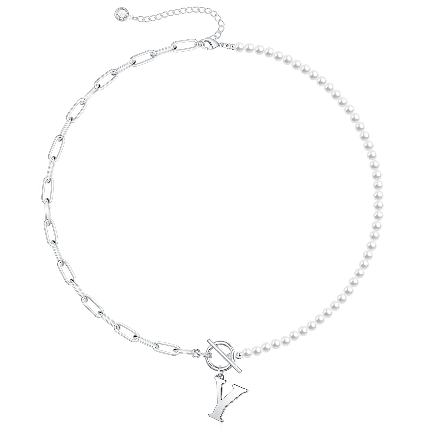 Personalized Pearl Initial Bar Necklace