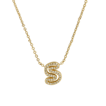 Shining Initial Diamond Pendant Necklace
