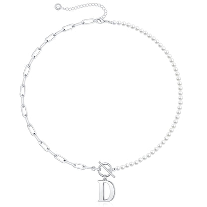 Personalized Pearl Initial Bar Necklace