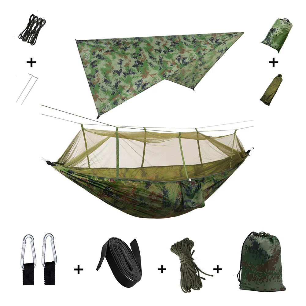 Portable Hammock with Bug Net and Rain Fly