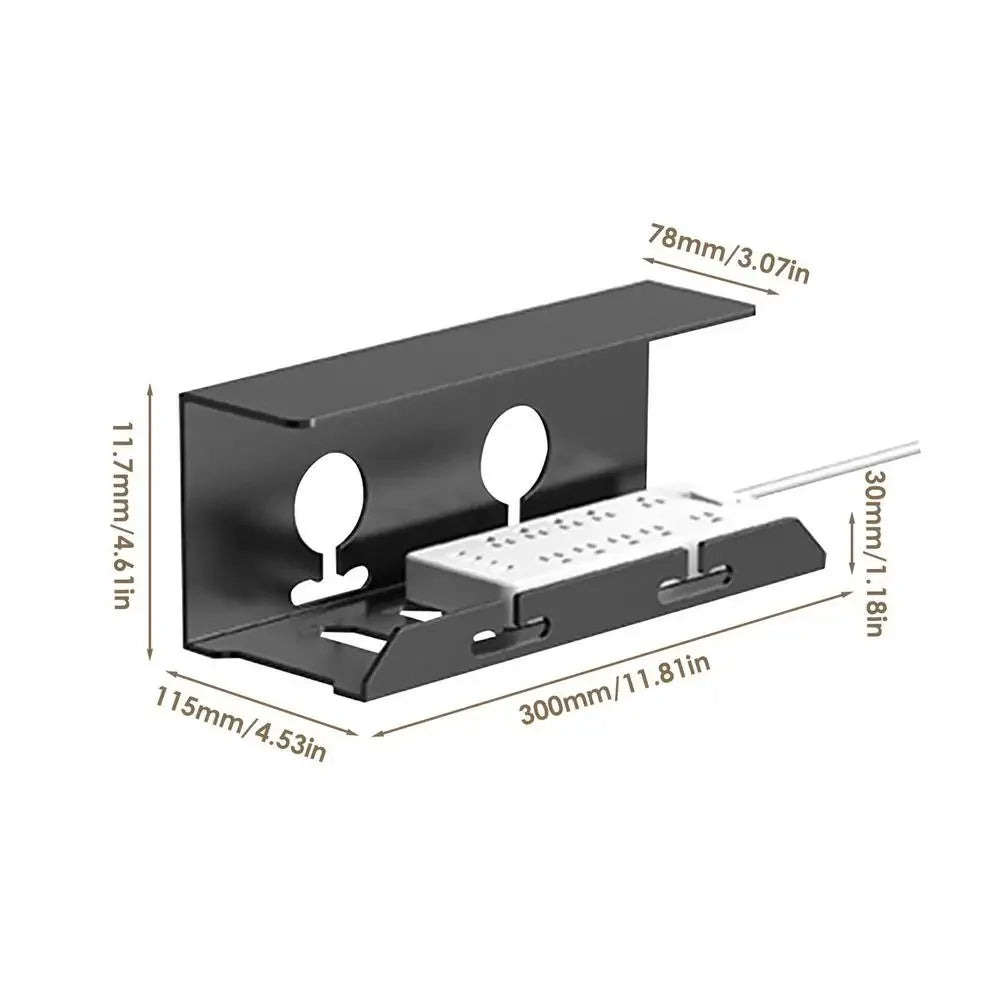 Space Saving Under Desk Cable Organizer Black Steel Tray - Halri