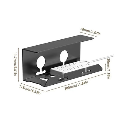 Space Saving Under Desk Cable Organizer Black Steel Tray - Halri