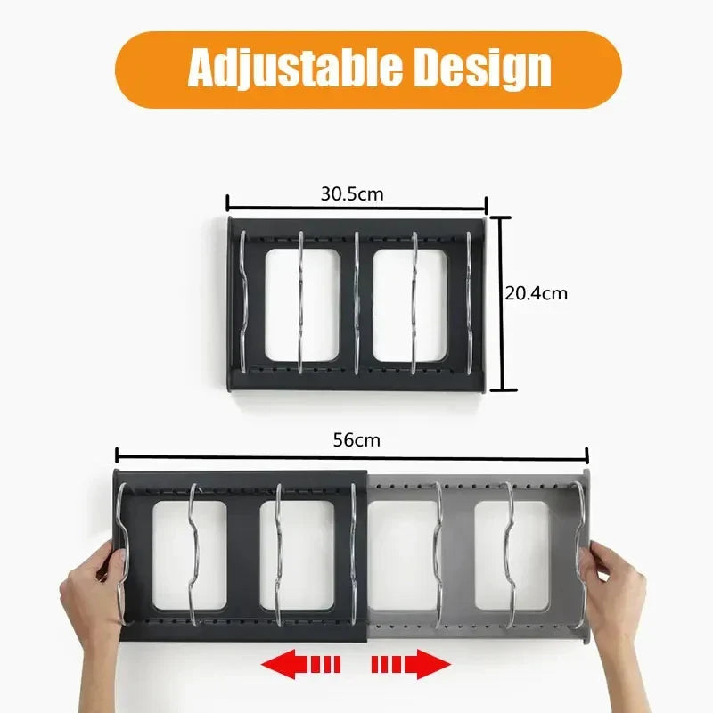 Space Saving Pot Lid Holder with 7 Adjustable Compartments