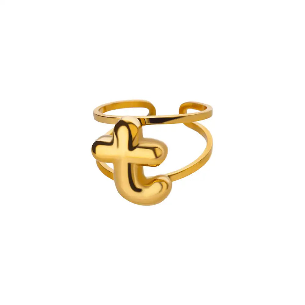Personalized Initial Open Ring Adjustable Band
