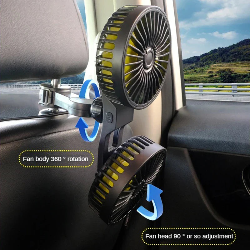 Portable Car Fan with 3 Speed Settings and 360 Rotation - Halri