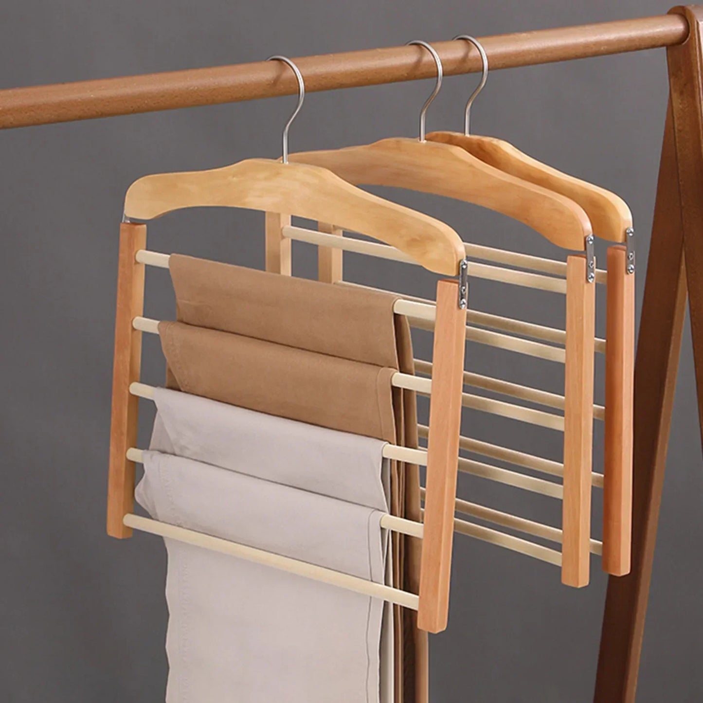 Compact Wooden Folding Pants Hanger