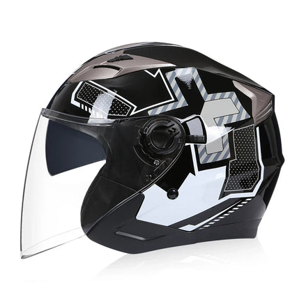 Street Bike Half Face Helmet with Dual Lens & DOT Certification