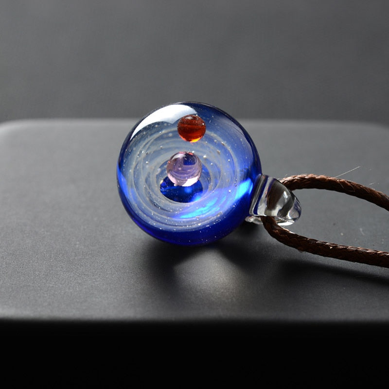 Colorful Galaxy Solar System Pendant Necklace