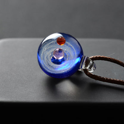 Colorful Galaxy Solar System Pendant Necklace