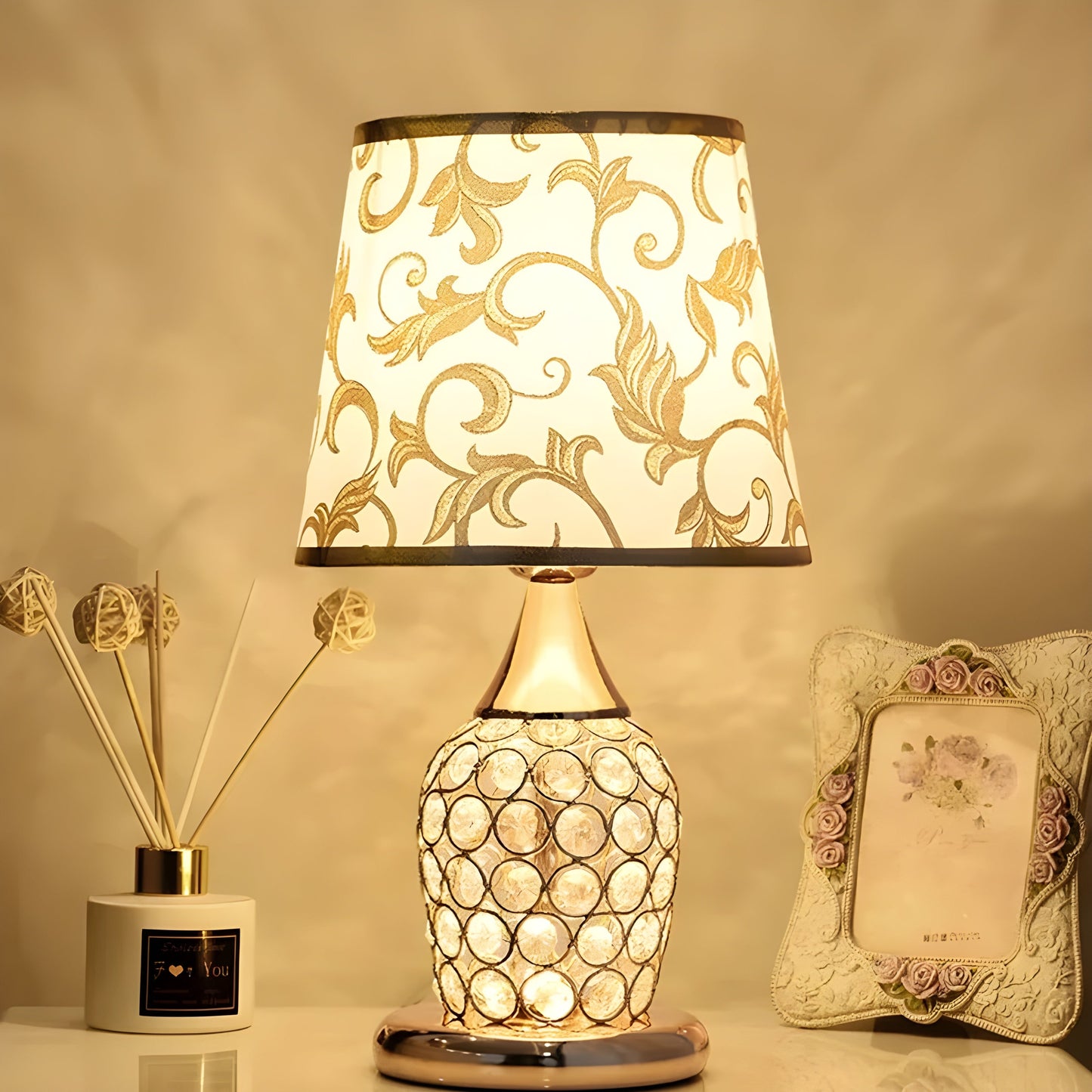 Modern Crystal Glass Table Lamp with LED Touch Light