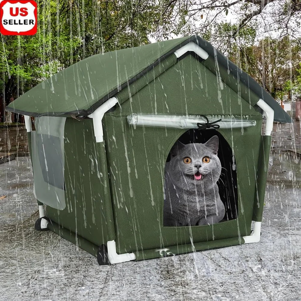Waterproof Pet Shelter with Cozy Bed for Cats & Dogs - Halri