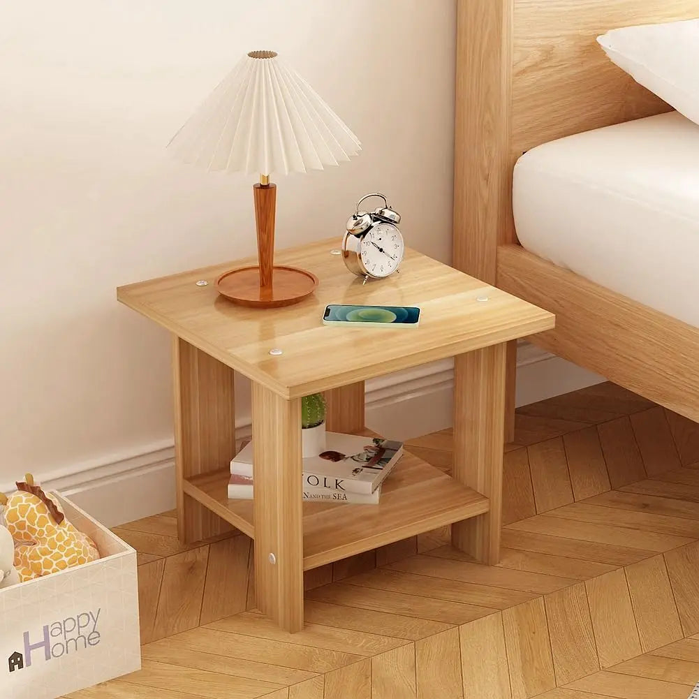 Stylish Wood Bedside Table with Storage - Halri