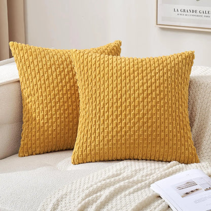 Plush Striped Velvet Cushion in Chic Bohemian Design