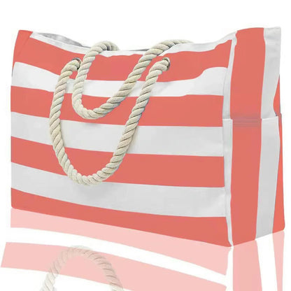 Colorful Striped Zipper Tote Beach Bag
