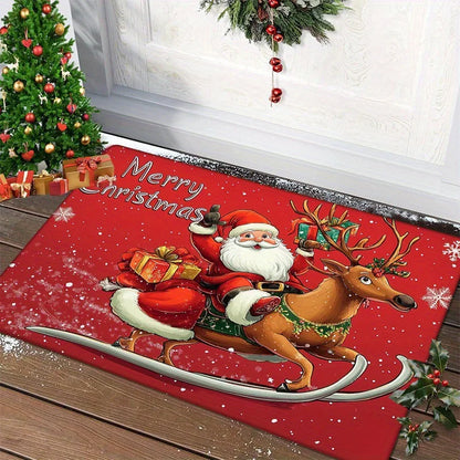 Festive Holiday Welcome Mat with Santa Design