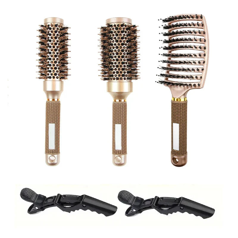 Premium Round Hair Brush Set with Ceramic Bristles - Halri
