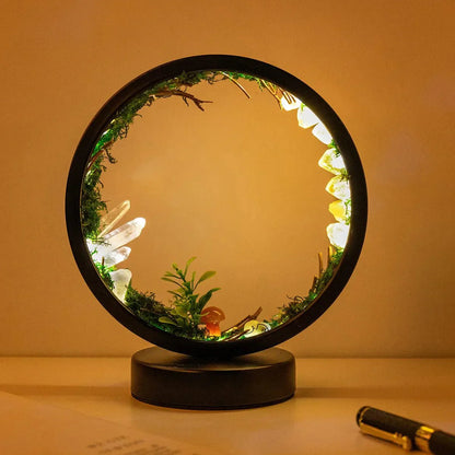 Stylish Night Lamp - Round Green Crystal Decor - Halri
