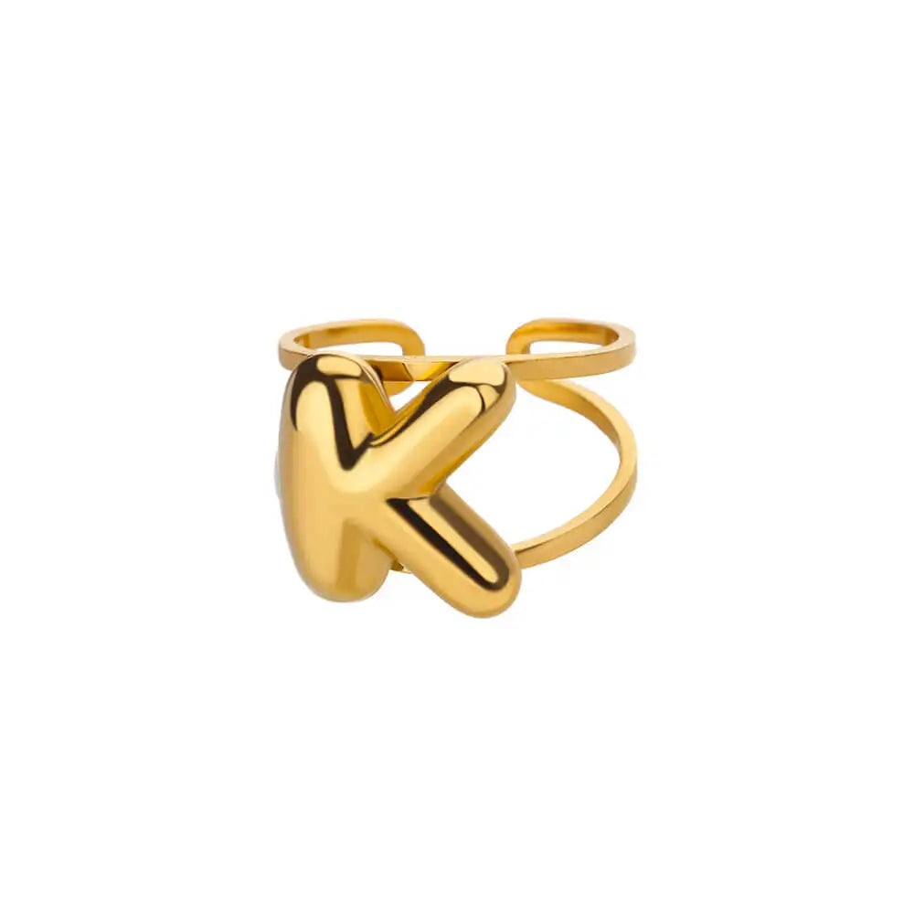 Personalized Initial Open Ring Adjustable Band