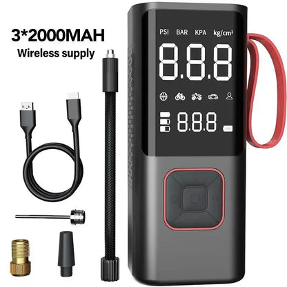 Portable Air Compressor Pump with LED Light & Powerbank